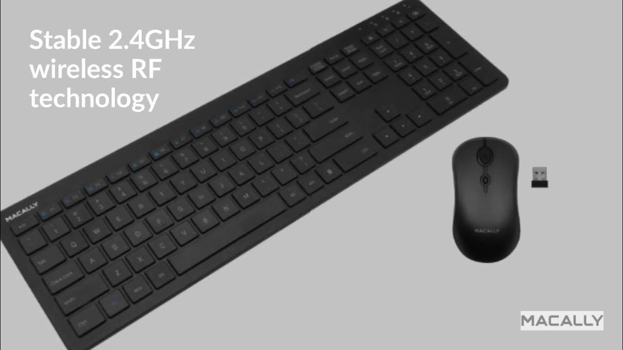Macally Slim Wireless RF Keyboard and Mouse Combo for PC (RFVVKEYCMBBAT