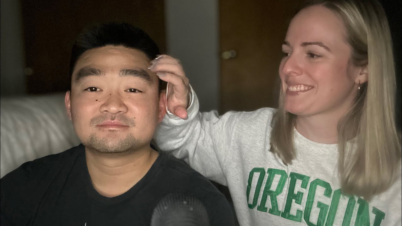 Giving my husband ASMR | Back, neck, and face relaxation 😌