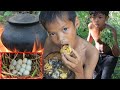 Primitive technology  eating delicious  cooking baby egg ducks