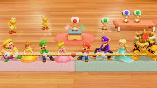 Super Mario Party - Peach Vs Mario Vs Luigi Vs Waluigi(Master Cpu)| Cartoons Mee