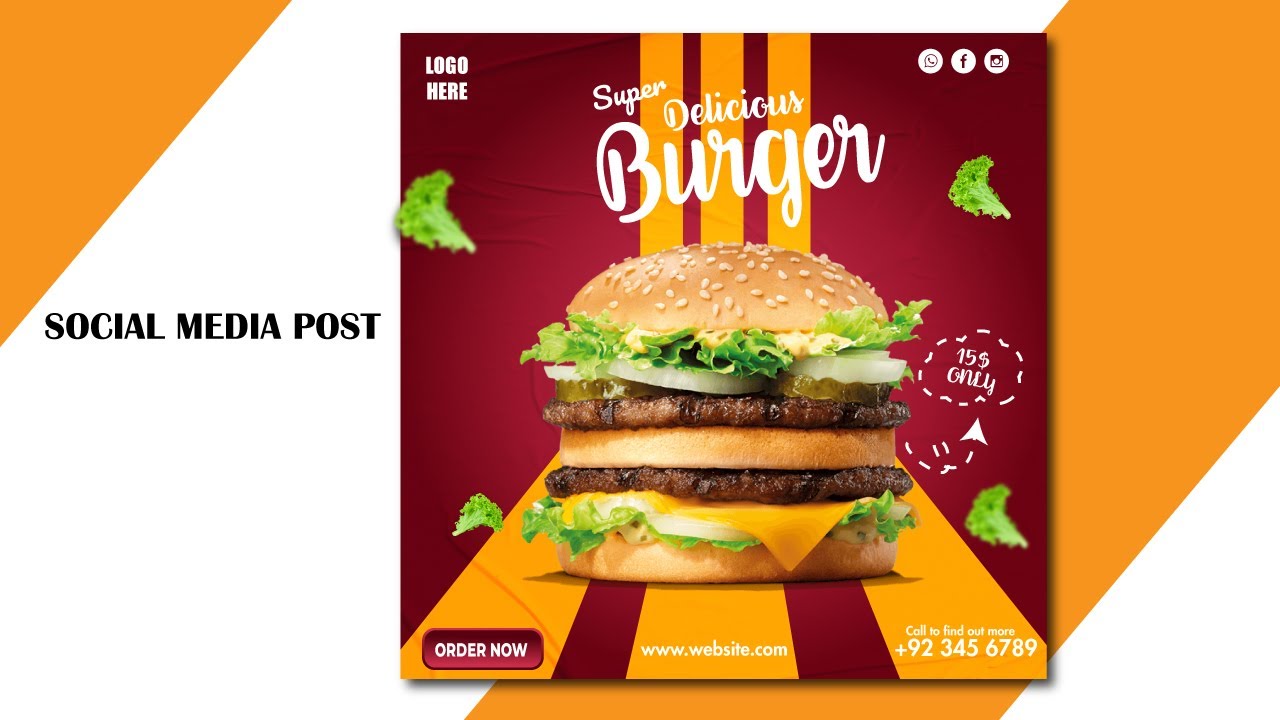 Food social media banner design for Freepik I illustrator Tutorial