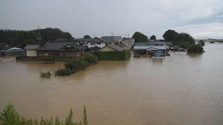 鬼怒川で水あふれる 茨城、住民取り残しも