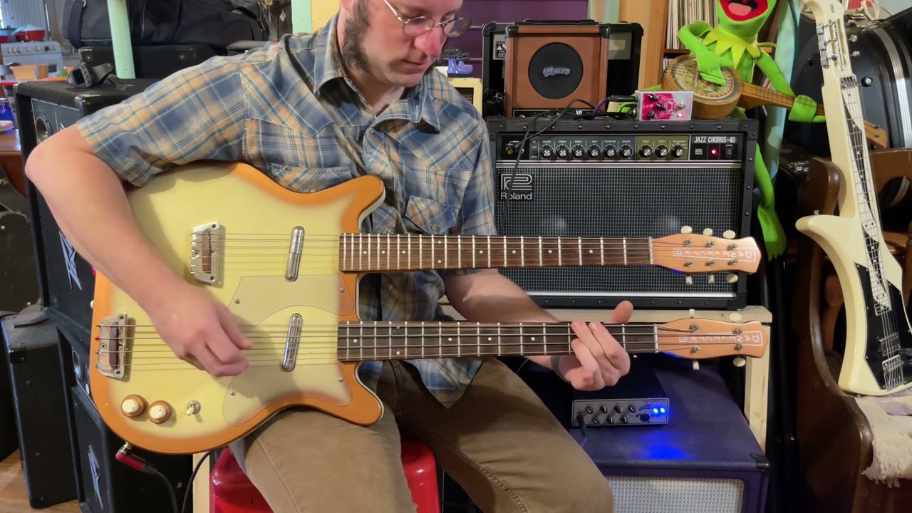 1958 Danelectro 3923 doubleneck electric guitar and bass