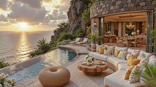 Elegant Seaside Ambience With Soft Jazz Music | A Relaxing Lounge Space & Gentle Waves For Unwind... screenshot 4