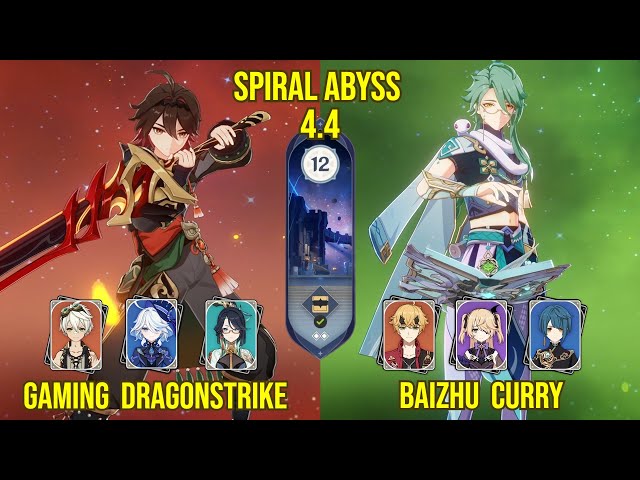 C6 Gaming Dragonstrike u0026 C1 Baizhu Curry | 4.4 Spiral Abyss Floor 12 Genshin Impact class=