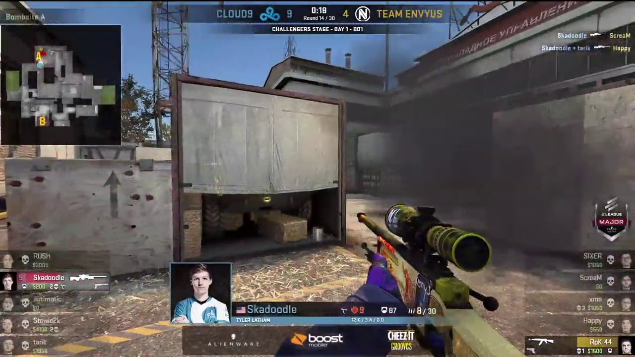 CSGO Boston Major Jan 2018 Cloud 9 Skadoodle Insane Turn-On Snipe Best Play