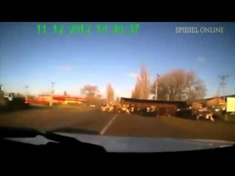 Truck accident in Russia Flying cows in road traffic.