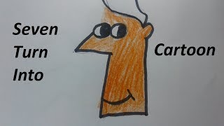 Very easy ! How to turn number 7(seven)  into cartoon - Doodle Art step by step