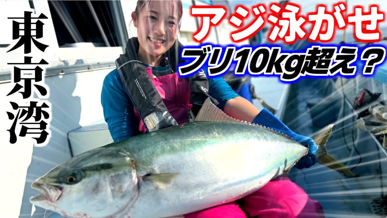 【アジ泳がせ釣り】ブリ10kg超え??ちーちゃん悶絶ファイト！走水沖鯵釣り【高取丸】