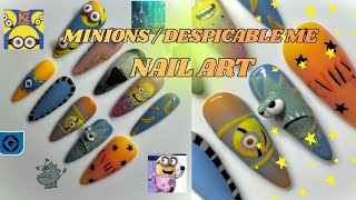 Minions / Despicable Me Nails🌕🚀 step by step character nail art, 3d nail art, press on nail tutorial