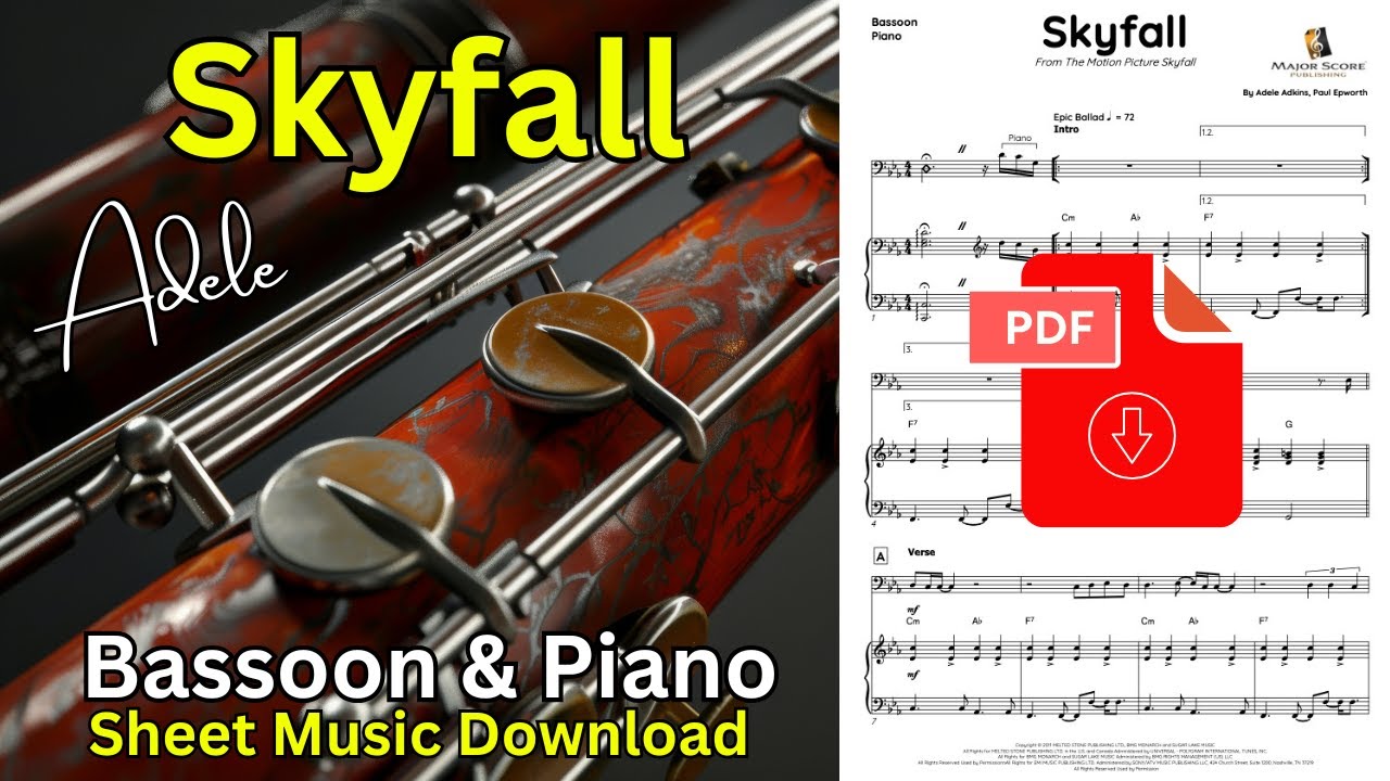 Skyfall (Adele) | Bassoon & piano | Bassoon sheet music for beginners | Digital download | Pdf