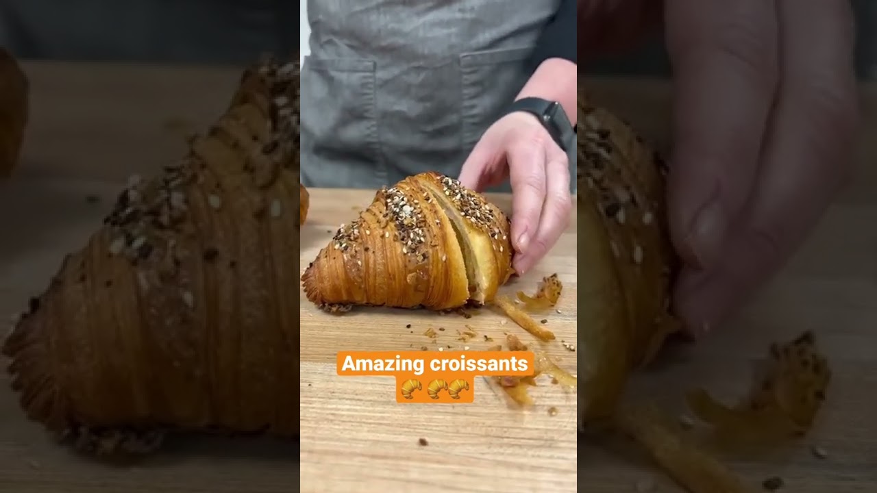 Croissant filled with smoked salmon, cream cheese 