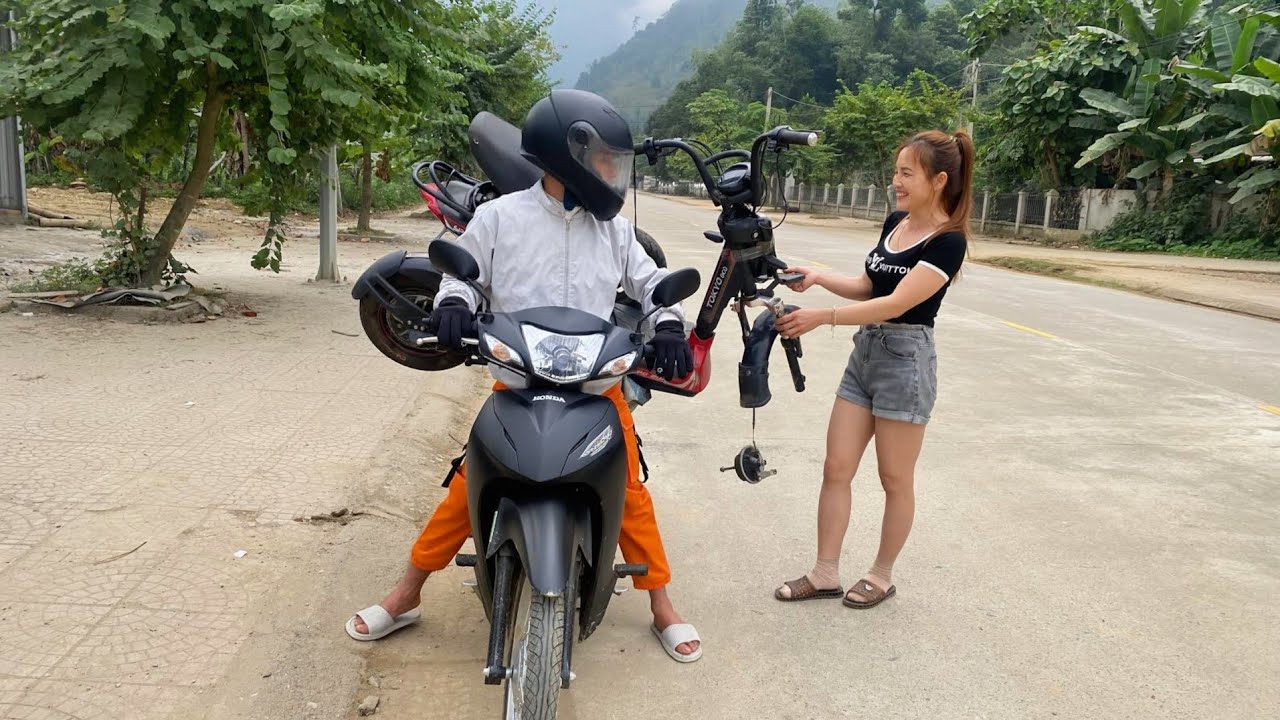 The repair girl bought the electric bicycle from the scrap dealer for $50.