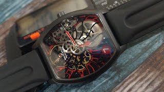 Claude Meylan 6047-NR Tortue Rainbow Skeleton Red Black Movement