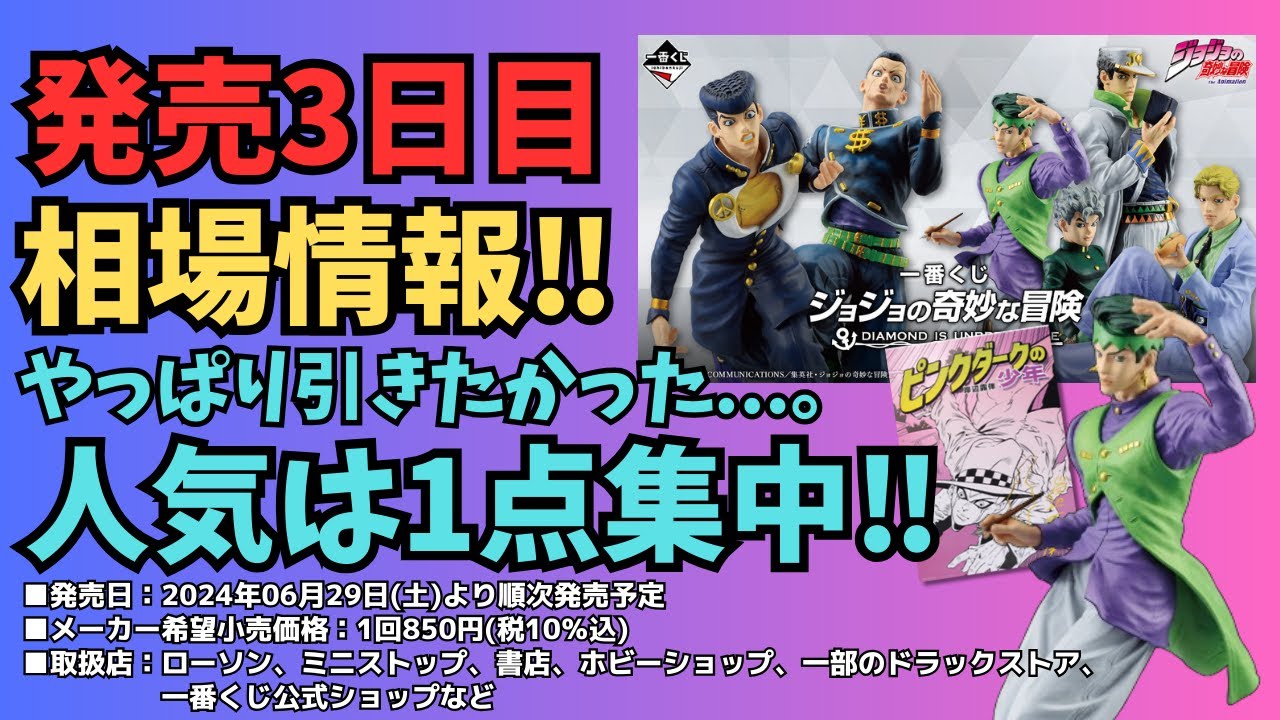 JoJo相場情報】一番くじ ジョジョの奇妙な冒険 DIAMOND IS UNBREAKABLE 