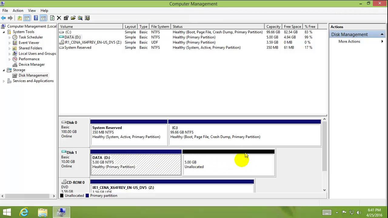 การแบ่ง partition windows 7  Update New  การรวมไดร์ฟ Extend Volume Disk Windows