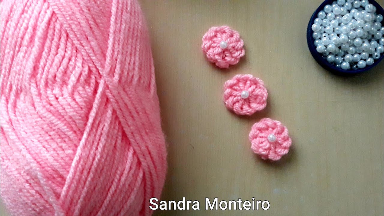 COMO FAZER FLOR PERFEITA DE LÃ (1 metro de linha o correto, dobrada 50 cm)SANDRA MONTEIRO