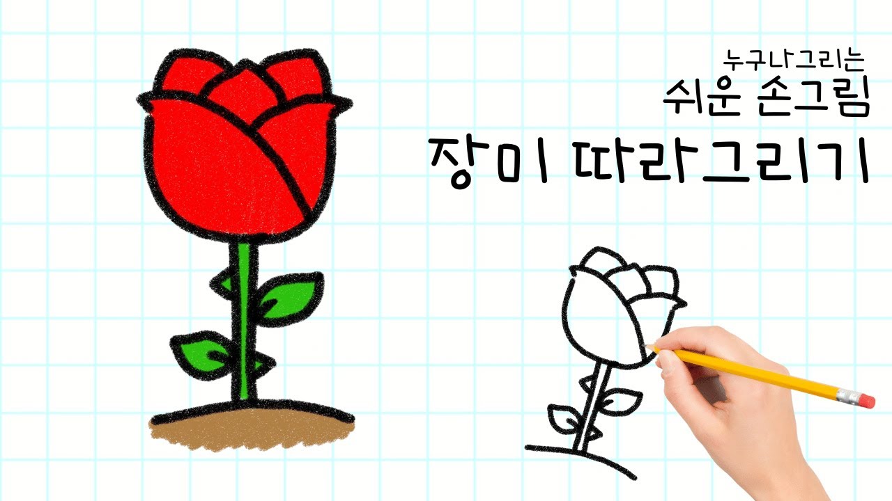 [혼자 그리Go 멋지게 색칠하Go] 장미 따라 그리기/배경도안 더보기 다운로드/easy drawing &coloring ...