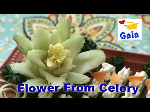 How To Make Celery Flower For Garnish. Very Easy Technique!