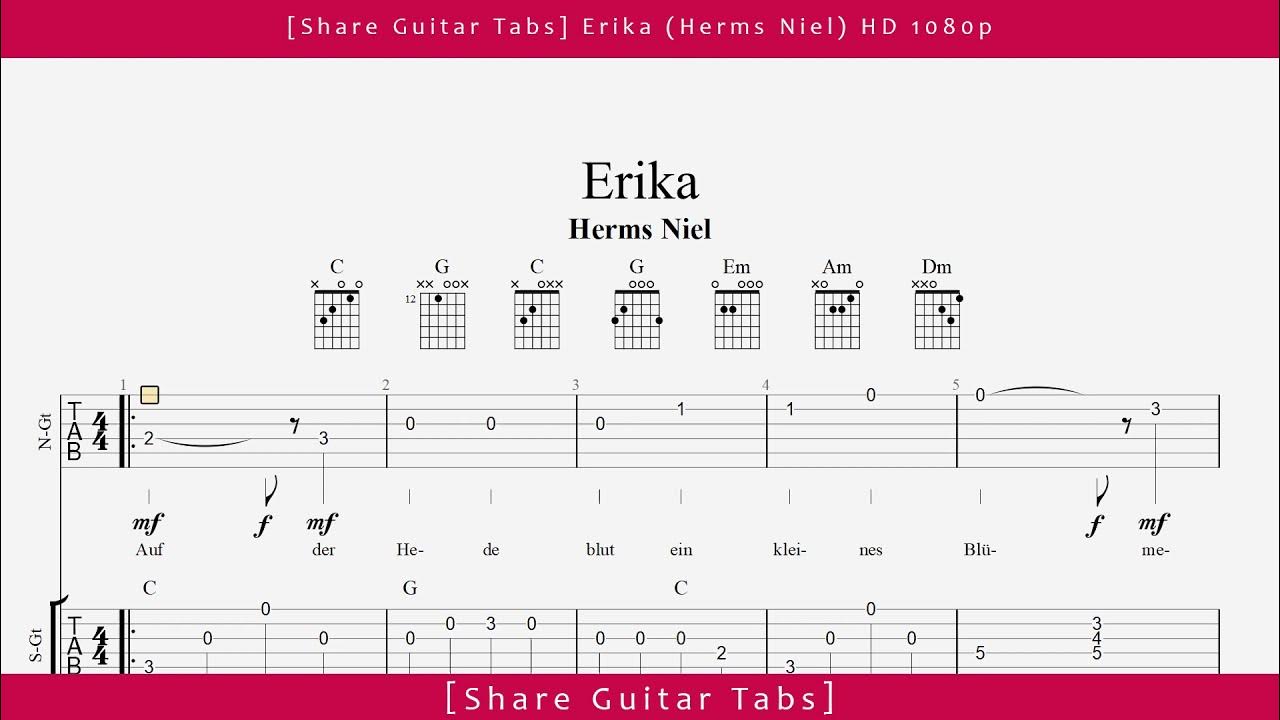 [Share Guitar Tabs] Erika (Herms Niel) HD 1080p YouTube