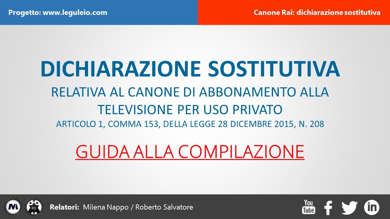 Leguleiocom Modulo Dichiarazione Sostitutiva Per Il Canone Rai