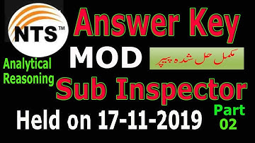 MOD NTS Sub Inspector (17-11-2019) Solved Paper: Part-02