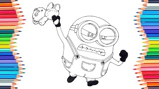 Minions Bob Drawing, Painting and Coloring Pages | Color Pencil