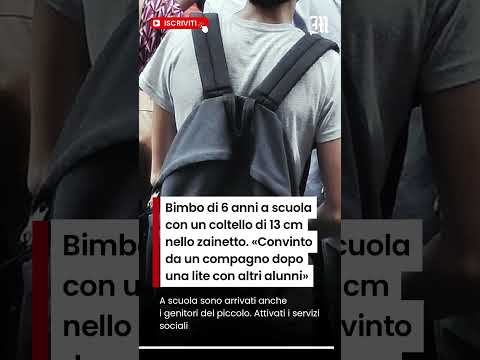 Video Bimbo di 6 anni va a scuola con un coltello di 13 centimetri nello zainetto