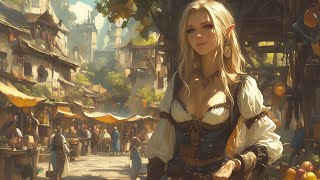 Relaxing Medieval Music  Fantasy Tavern Ambience, Relaxing Bard Music, Peaceful Market Day