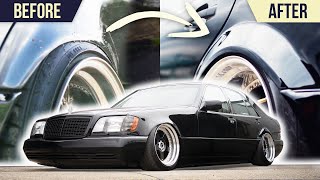 Building The Perfect Widebody Mafia-Car In 20 Minutes Benz W140 Time Lapse Transformation