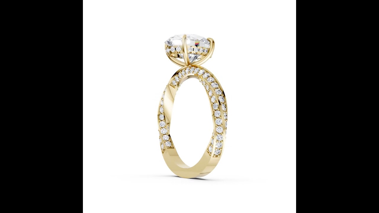 Hidden Halo Oval Cut With Double Row Twisted Ring
