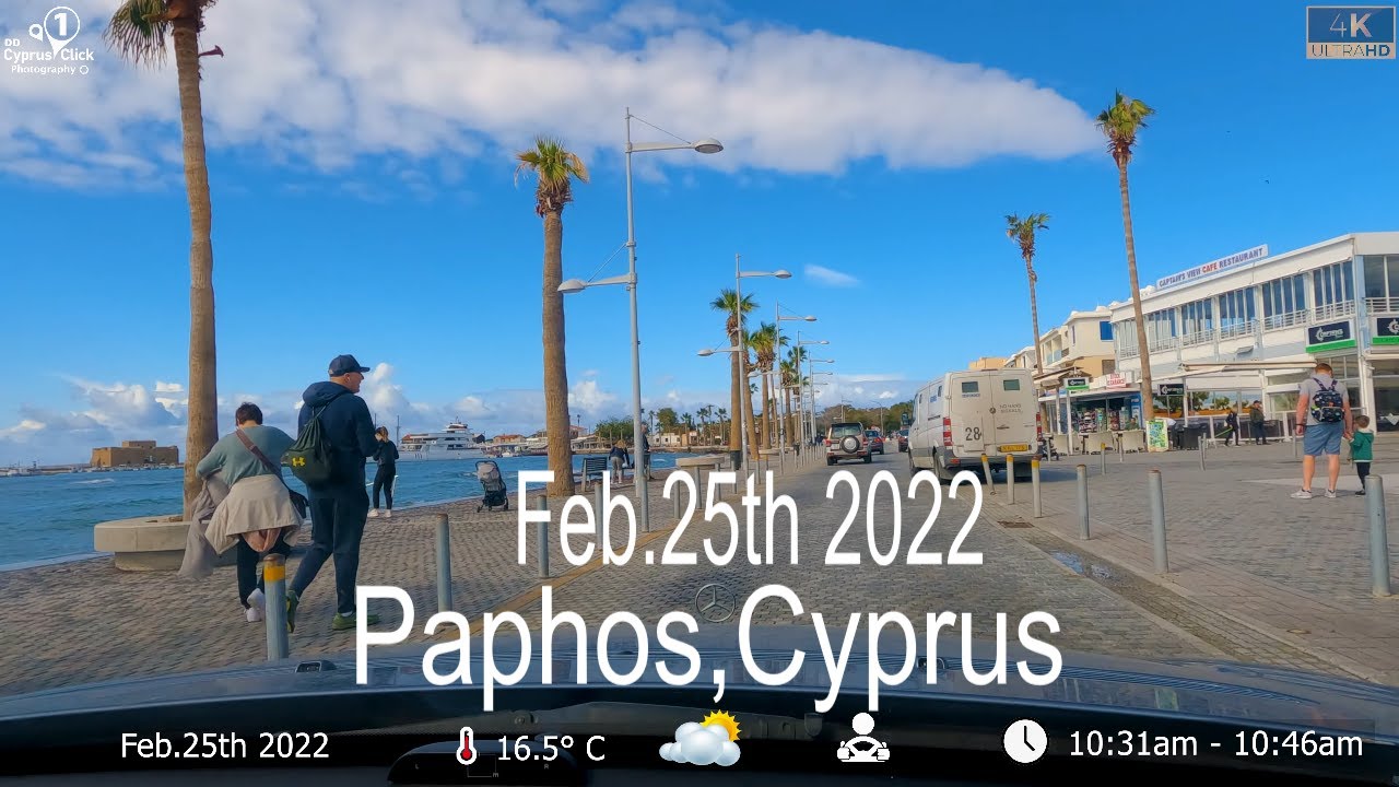 Paphos,Cyprus | Tomb of the Kings road to Paphos Harbour | Feb.25th 2022 | 4k Drive  🇨🇾 🚗