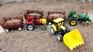 JCB 3dx Loading Mud in 2 Tractor Trolley With HMT 5911 Arjun NOVO 605 John Deere 5310 Tractors