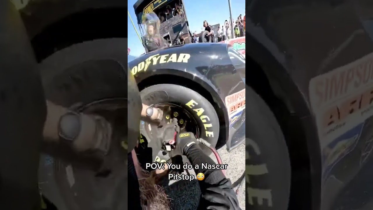 Quick tire change for NASCAR racing cars.