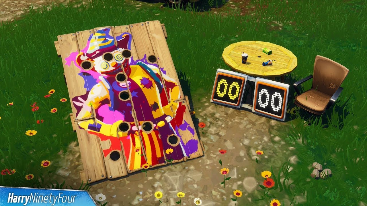 fortnite battle royale all carnival clown boards locations guide season 6 challenge - fortnite woche 9 clown