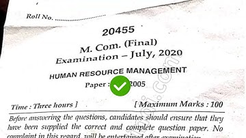 2020 Mdu MCom DDE Final Human Resourse Management Question Paper