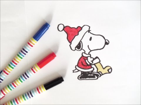 サンタクローススヌーピーの描き方2 スヌーピーキャラクター クリスマス How To Draw ｓnoopy 그림 Youtube