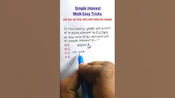 Simple Interest Math Tricks in Hindi| Math Short Tricks RRB SSC CGL MTS CHSL CRPF || #shorts