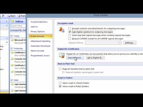 Signing &  Encrypting MS Outlook Mail with Email Certificates