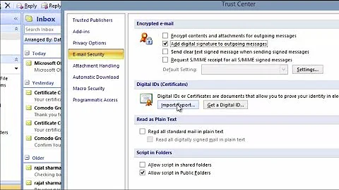 Signing &  Encrypting MS Outlook Mail with Email Certificates
