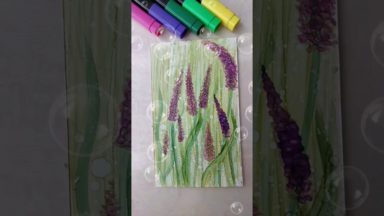 How to paint speed lavender flowers with alcohol ink.