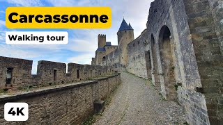 Medieval town and Castle in the south of France 🇫🇷 | Carcassonne 4K walking tour