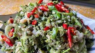 ញាំផ្កាស្តៅត្រីអាំងងាយៗ-Salad sdao with fish grill
