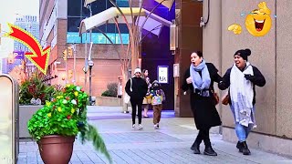 Bushman Prank Scaring Girls in Toronto