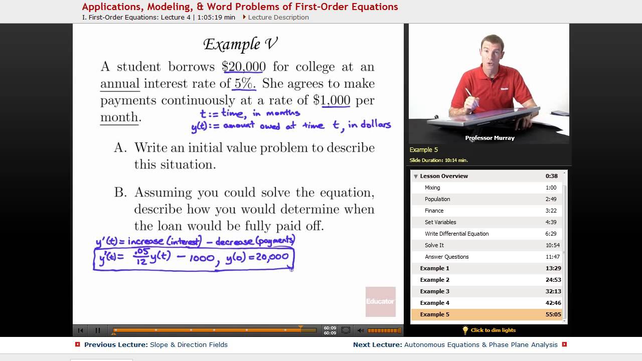 solving differential equation word problems