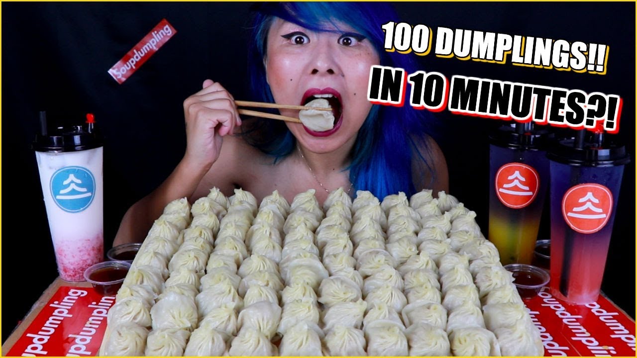 100 XLB DUMPLINGS IN 10 MINUTES CHALLENGE!!! RainaisCrazy XLB Dumpling