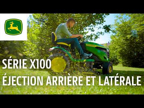 Tonte avec les tracteurs de pelouse John Deere série X100 : Éjection latérale et ramassage