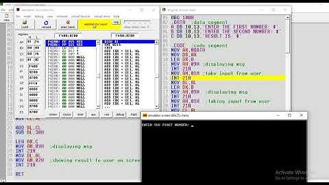How to take input from user and display output on screen in 8086 assembly program