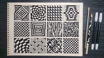 12 Easy Zentangle Patterns for Beginners (Part 2) | Simple Zentangle Art for Beginners