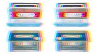 3D Cassette Tapes Rotating Motion Background